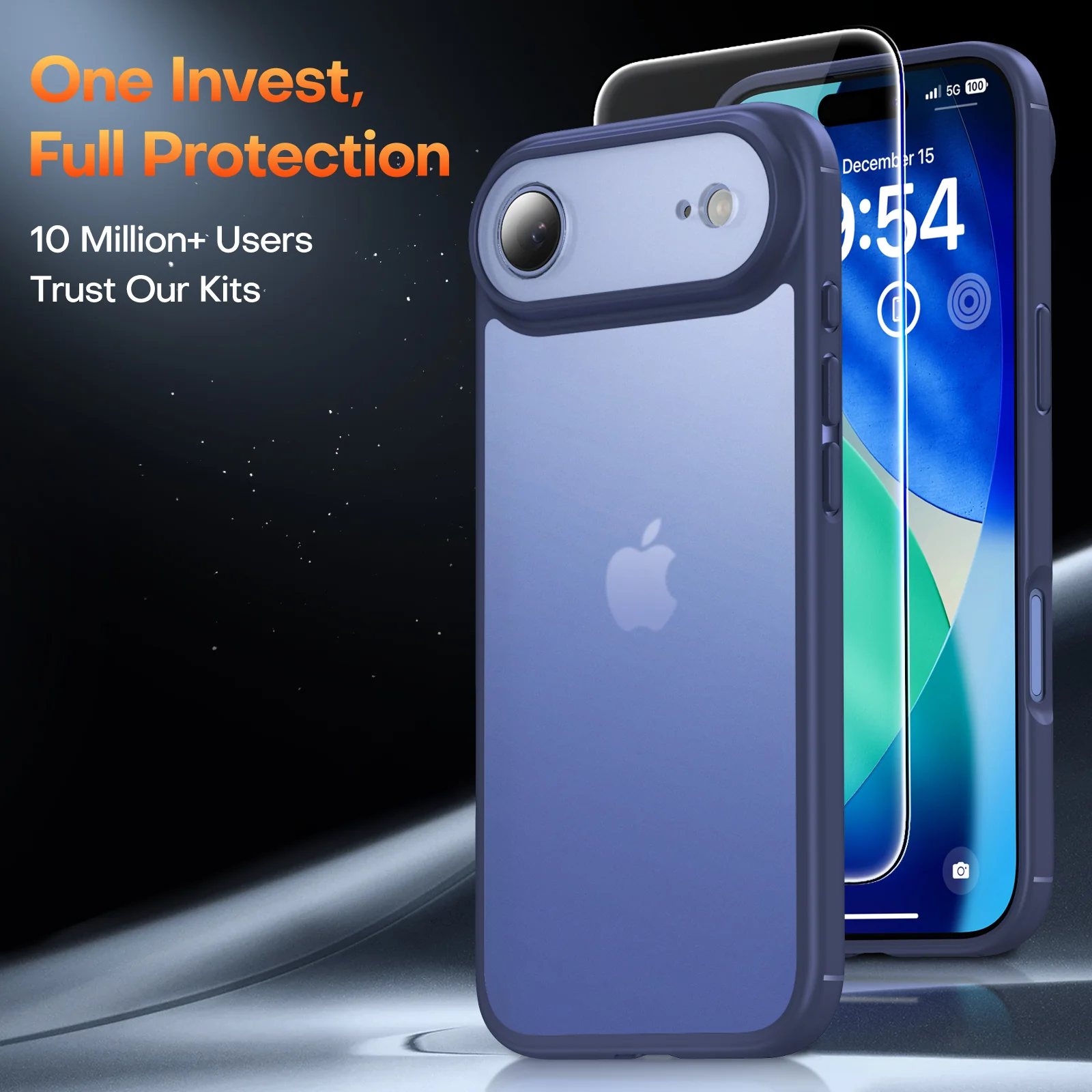TAURI for iPhone Air Case, Full Camera Protection with Screen Protector, Translucent Matte Military-Grade Protection Shockproof Slim Phone Case for iPhone Air, Matte Blue - Image 2