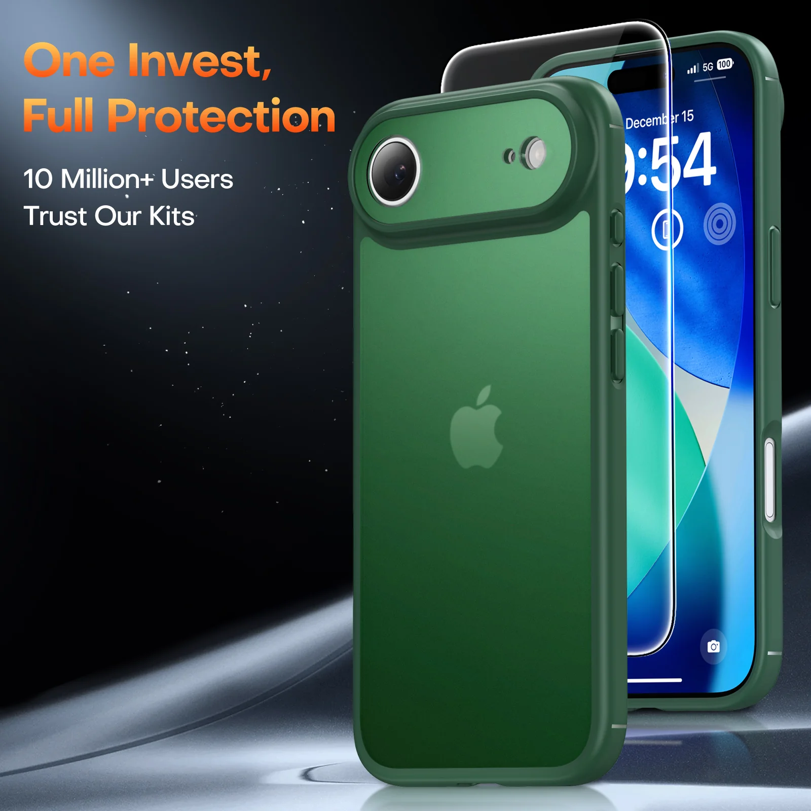 TAURI for iPhone Air Case, Full Camera Protection with Screen Protector, Translucent Matte Military-Grade Protection Shockproof Slim Phone Case for iPhone Air, Matte Green - Image 3