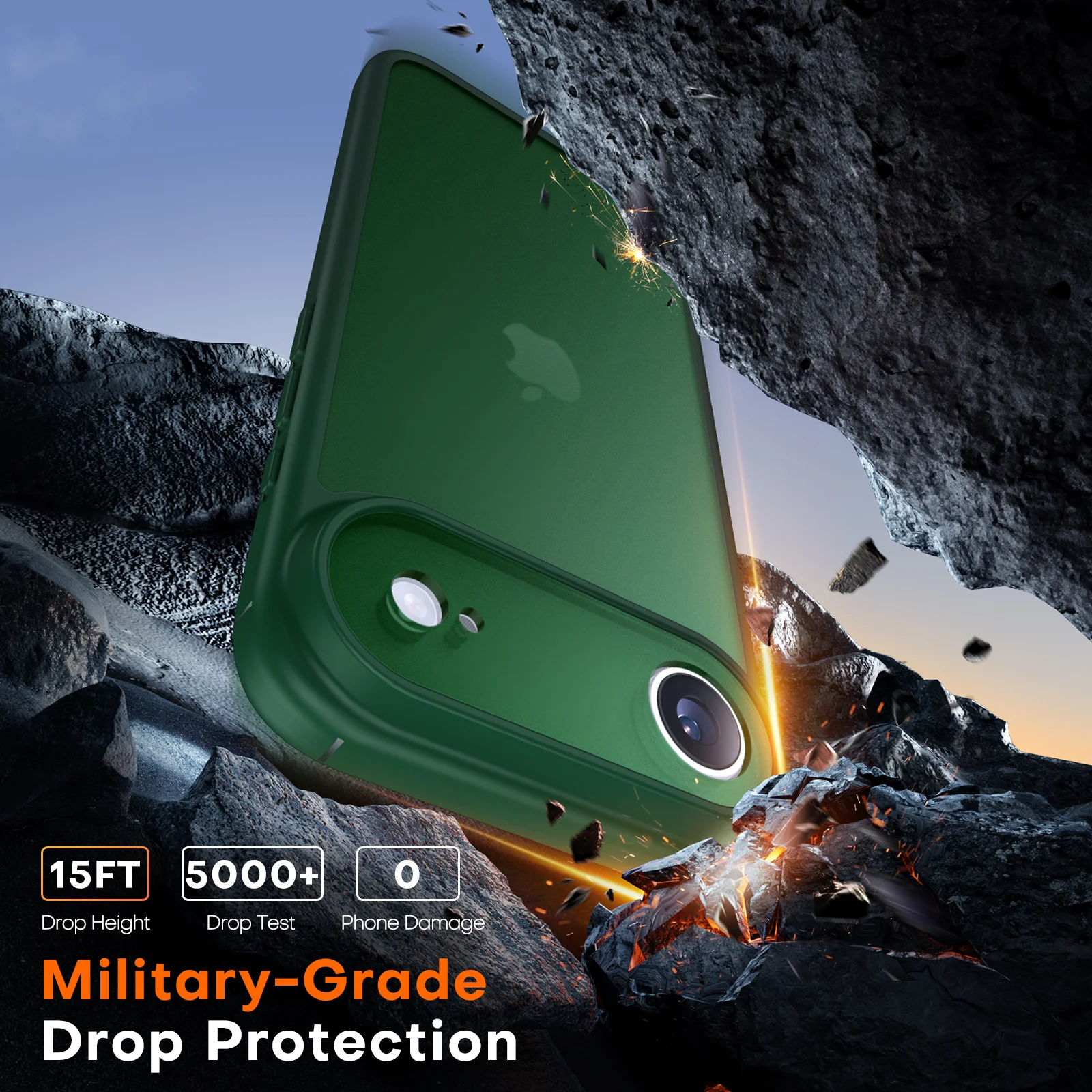 TAURI for iPhone Air Case, Full Camera Protection with Screen Protector, Translucent Matte Military-Grade Protection Shockproof Slim Phone Case for iPhone Air, Matte Green - Image 4