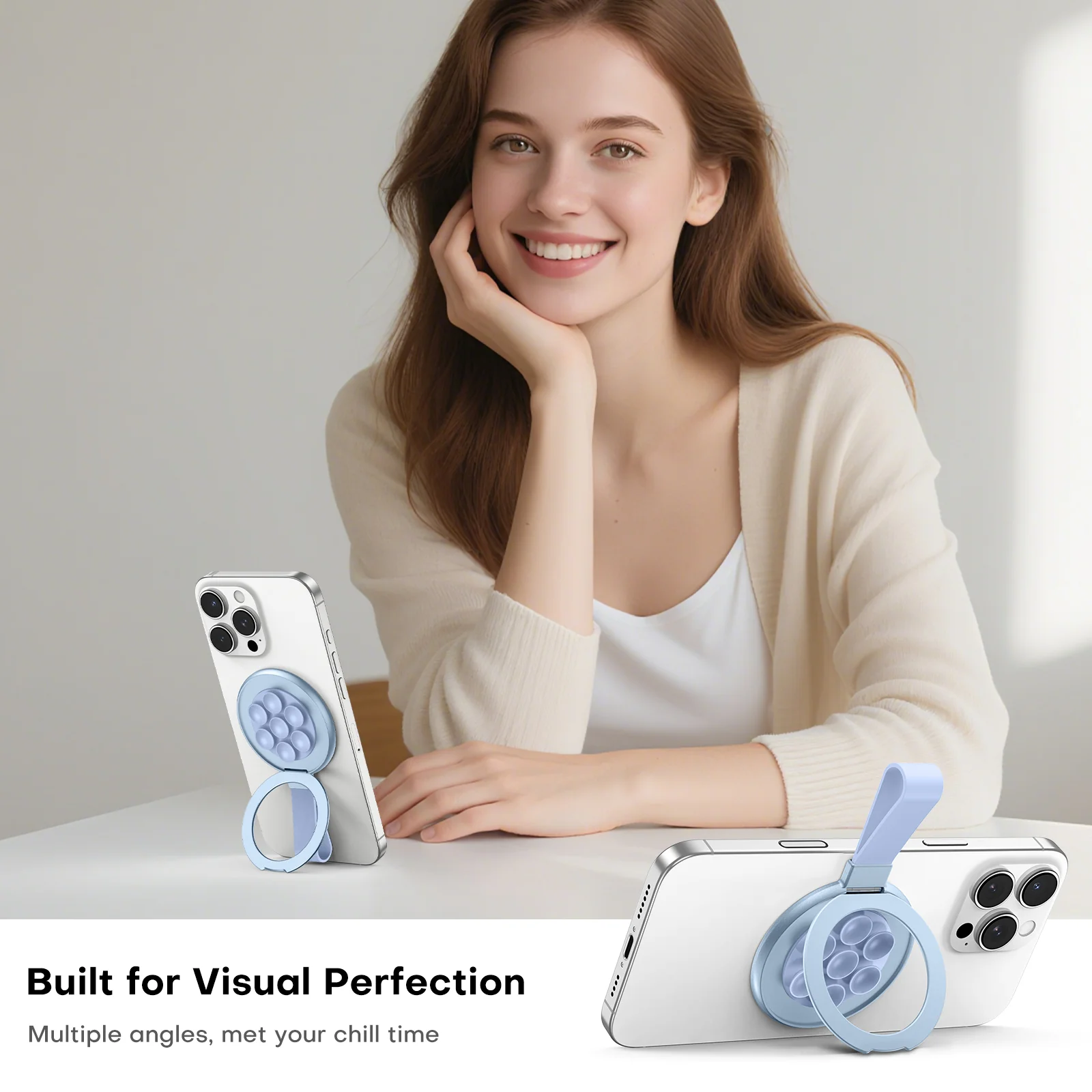 TAURI for Magsafe Suction Phone Grip - Universal Magnetic Suction Grip, 360° Rotating Hands-Free Holder, Silicone Suction Grip for iPhone 16 Pro Max/15/Android/S25,Blue - Image 4