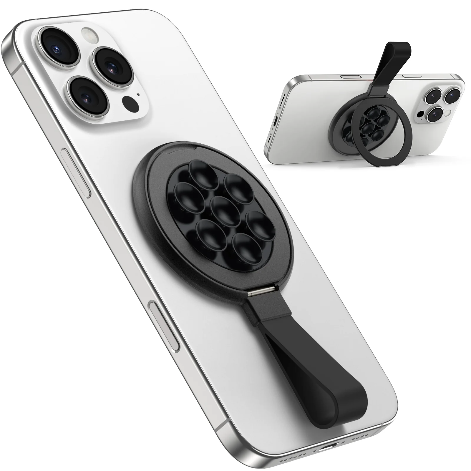 TAURI for Magsafe Suction Phone Grip - Universal Magnetic Suction Grip, 360° Rotating Hands-Free Holder, Silicone Suction Grip for iPhone 16 Pro Max/15/Android/S25,Black