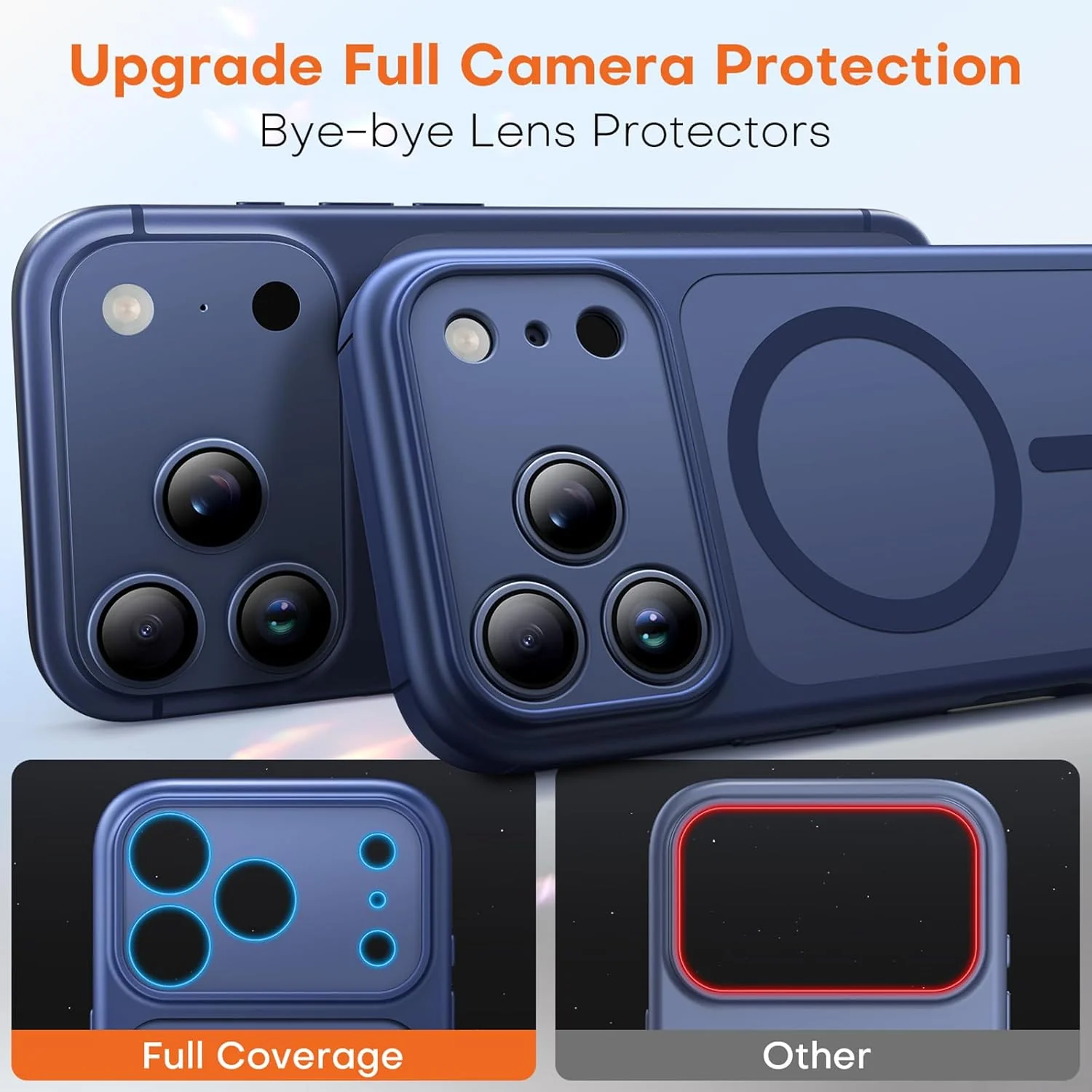 TAURI Magnetic for iPhone 17 Pro Max Case with Full Camera Protection [Camera Control Cover] Compatible with MagSafe, Matte Solid Color Back Shockproof Cover - Blue - Image 6