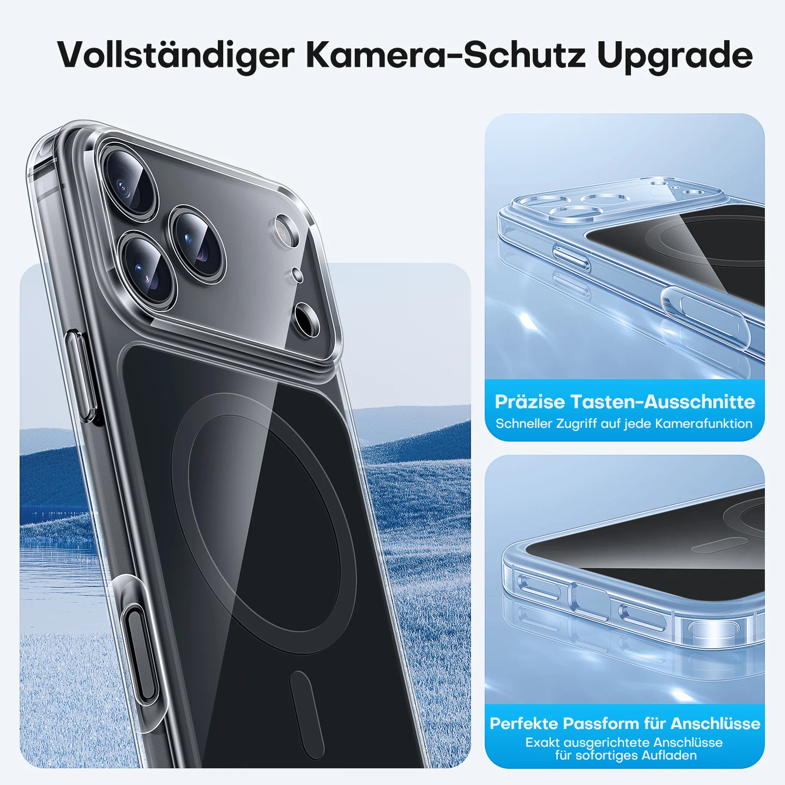TAURI Original Design for iPhone 17 Pro Case, Compatible with MagSafe with Screen Protector, Anti-Yellowing Military-Grade Protection Shockproof Magnetic iPhone 17 Pro Case, Clear Black - Image 4