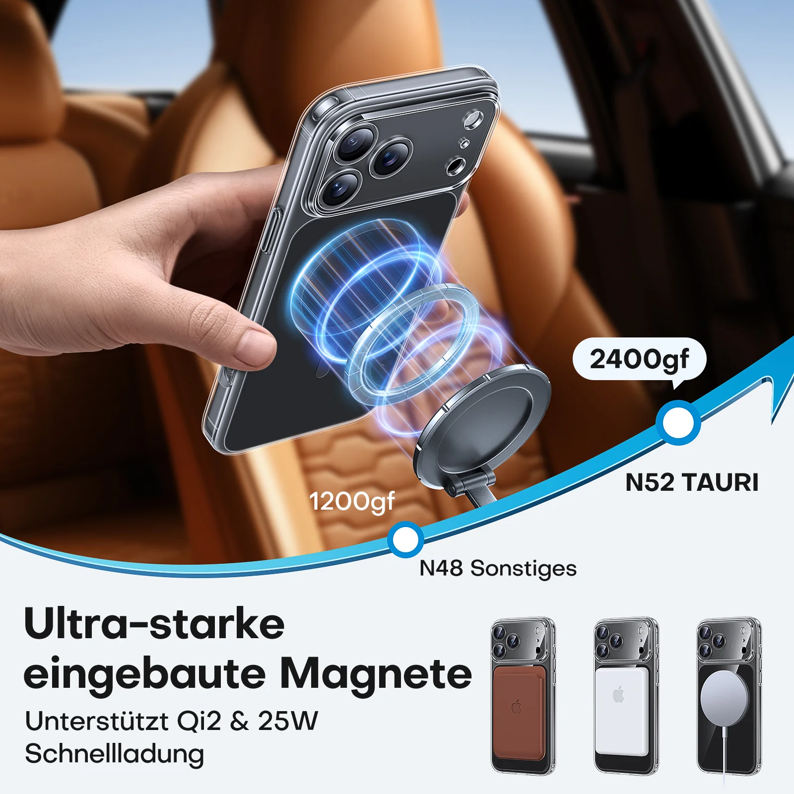 TAURI Original Design for iPhone 17 Pro Case, Compatible with MagSafe with Screen Protector, Anti-Yellowing Military-Grade Protection Shockproof Magnetic iPhone 17 Pro Case, Clear Black - Image 6