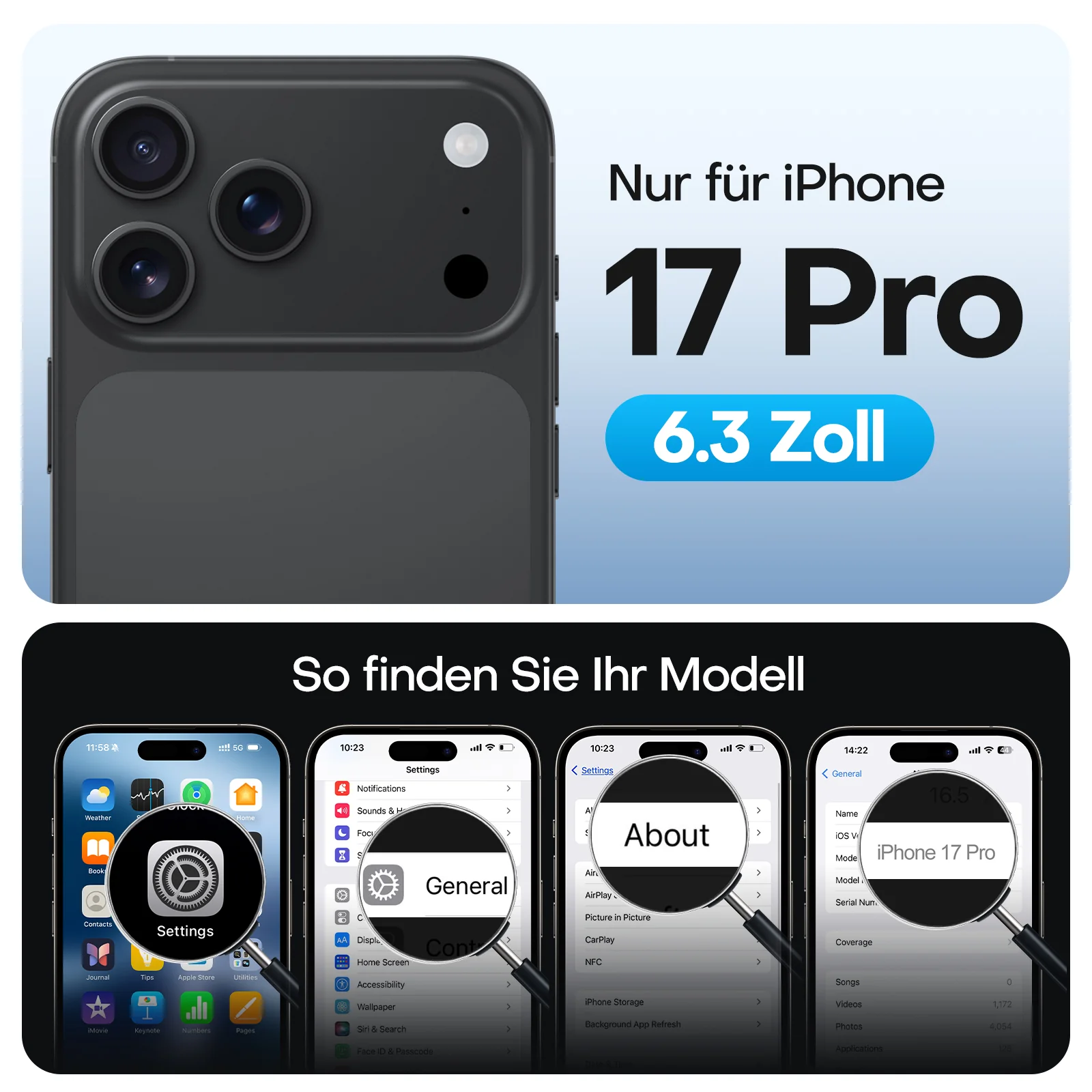 TAURI Original Design for iPhone 17 Pro Case, Compatible with MagSafe with Screen Protector, Anti-Yellowing Military-Grade Protection Shockproof Magnetic iPhone 17 Pro Case, Clear Black - Image 7