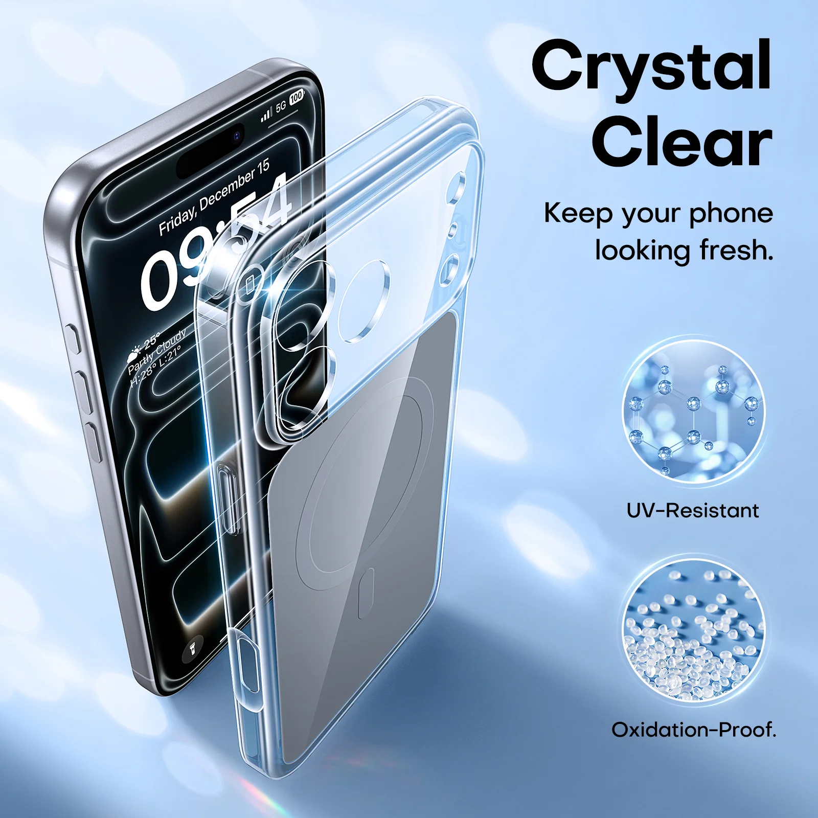 TAURI Original Design for iPhone 17 Pro Case, Compatible with MagSafe with Screen Protector, Anti-Yellowing Military-Grade Protection Shockproof Magnetic iPhone 17 Pro Case, Clear Grey - Image 2