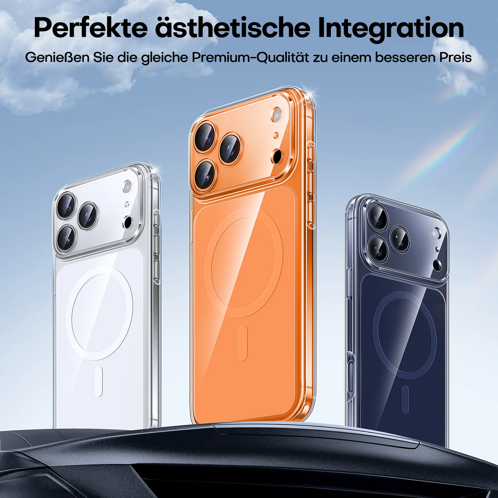TAURI Original Design for iPhone 17 Pro Case, Compatible with MagSafe with Screen Protector, Anti-Yellowing Military-Grade Protection Shockproof Magnetic iPhone 17 Pro Case, Clear Orange - Image 5