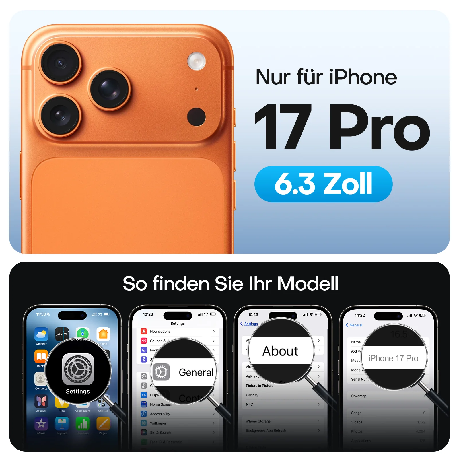 TAURI Original Design for iPhone 17 Pro Case, Compatible with MagSafe with Screen Protector, Anti-Yellowing Military-Grade Protection Shockproof Magnetic iPhone 17 Pro Case, Clear Orange - Image 7