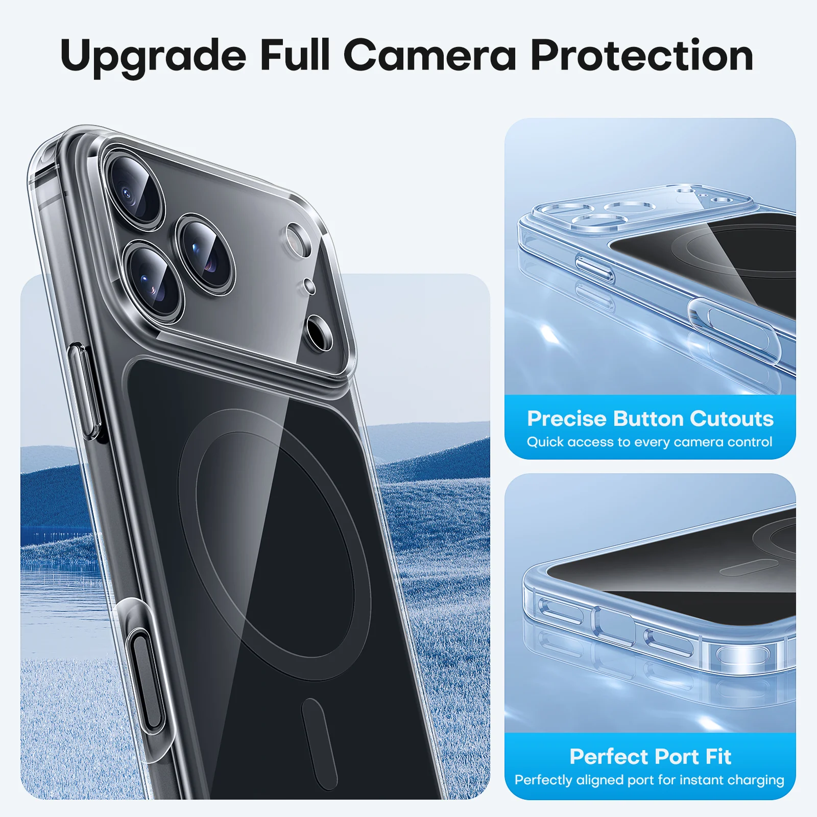 TAURI Original Design for iPhone 17 Pro Max Case, Compatible with MagSafe with Screen Protector, Anti-Yellowing Military-Grade Protection Shockproof Magnetic iPhone 17 ProMax Case, Clear Black - Image 3