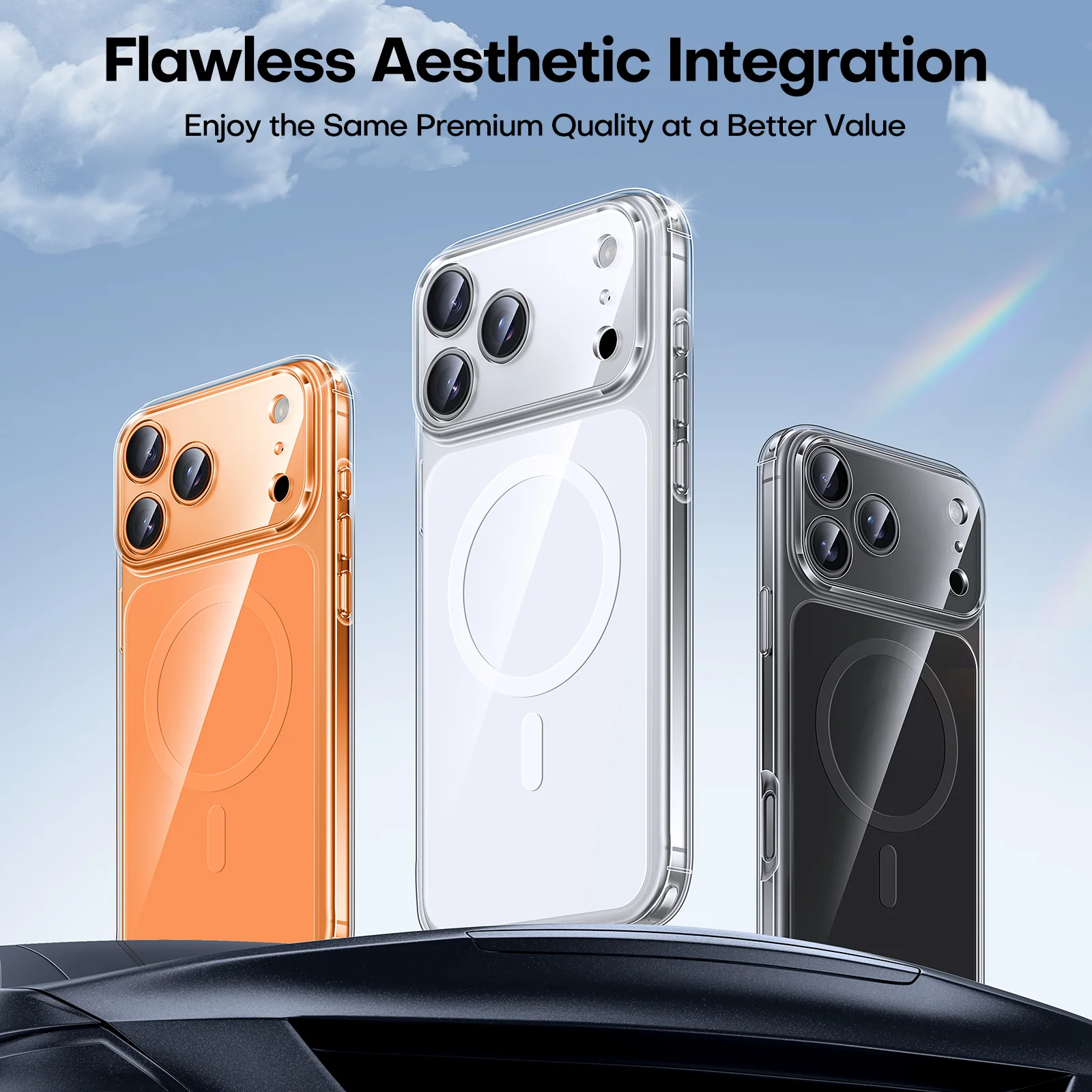 TAURI Original Design for iPhone 17 Pro Max Case, Compatible with MagSafe with Screen Protector, Anti-Yellowing Military-Grade Protection Shockproof Magnetic iPhone 17 ProMax Case, Clear Black - Image 4