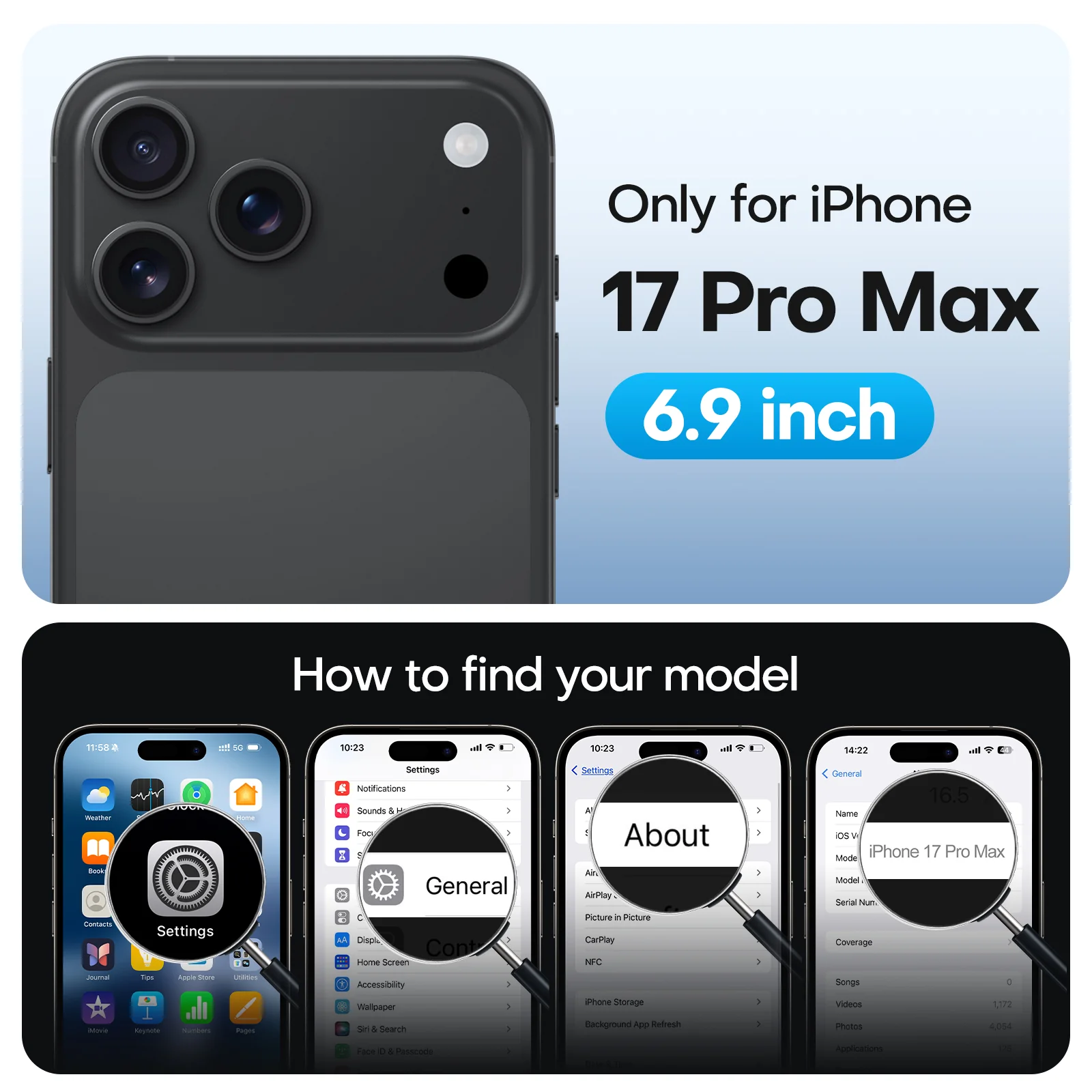 TAURI Original Design for iPhone 17 Pro Max Case, Compatible with MagSafe with Screen Protector, Anti-Yellowing Military-Grade Protection Shockproof Magnetic iPhone 17 ProMax Case, Clear Black - Image 6