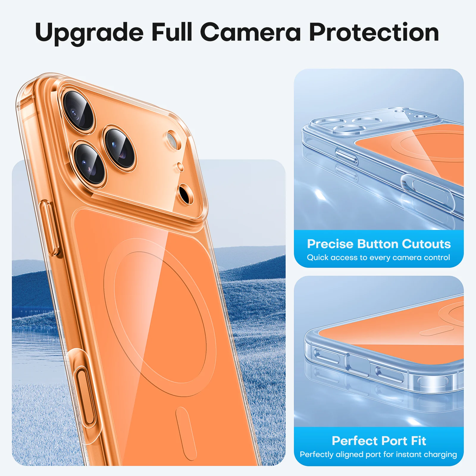 TAURI Original Design for iPhone 17 Pro Max Case, Compatible with MagSafe with Screen Protector, Anti-Yellowing Military-Grade Protection Shockproof Magnetic iPhone 17 ProMax Case, Clear Orange - Image 3