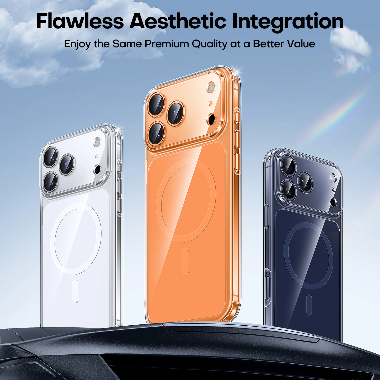 TAURI Original Design for iPhone 17 Pro Max Case, Compatible with MagSafe with Screen Protector, Anti-Yellowing Military-Grade Protection Shockproof Magnetic iPhone 17 ProMax Case, Clear Orange - Image 4