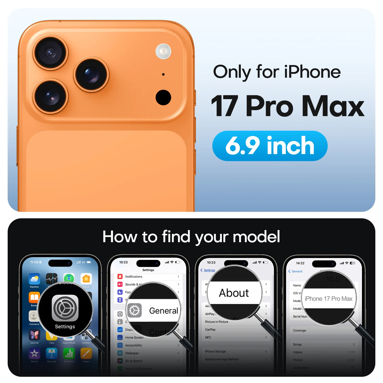 TAURI Original Design for iPhone 17 Pro Max Case, Compatible with MagSafe with Screen Protector, Anti-Yellowing Military-Grade Protection Shockproof Magnetic iPhone 17 ProMax Case, Clear Orange - Image 6