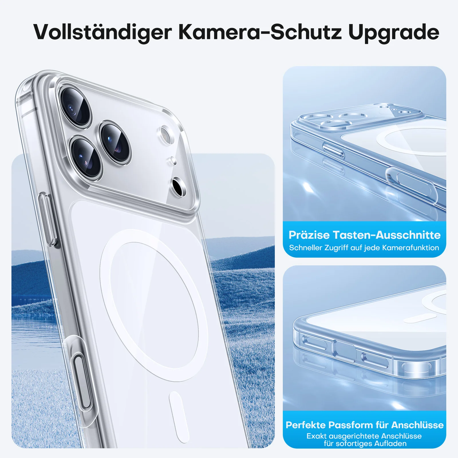 TAURI Original Design for iPhone 17 Pro Max Case, Compatible with MagSafe with Screen Protector, Anti-Yellowing Military-Grade Protection Shockproof Magnetic iPhone 17 ProMax Case, Clear White - Image 3