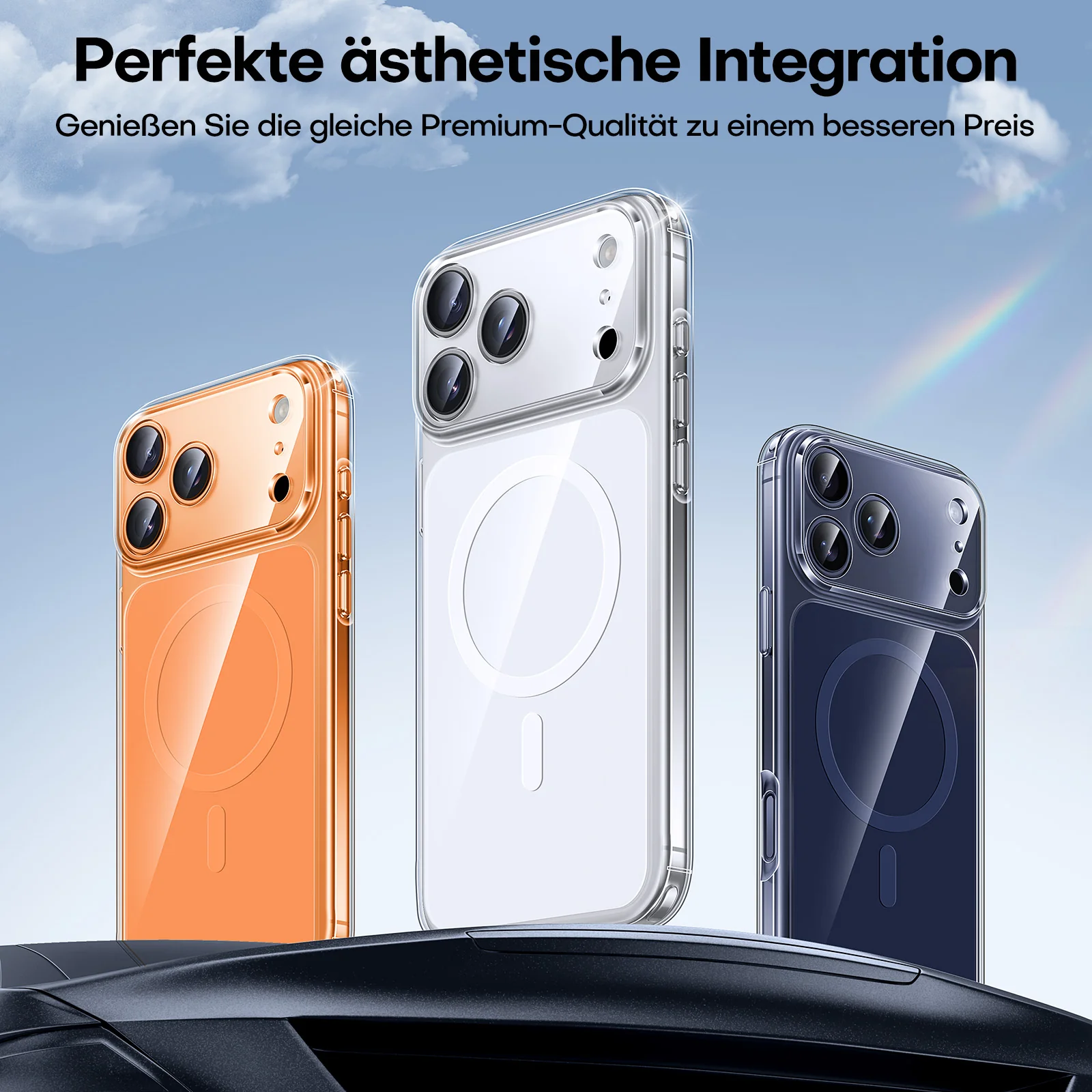 TAURI Original Design for iPhone 17 Pro Max Case, Compatible with MagSafe with Screen Protector, Anti-Yellowing Military-Grade Protection Shockproof Magnetic iPhone 17 ProMax Case, Clear White - Image 4