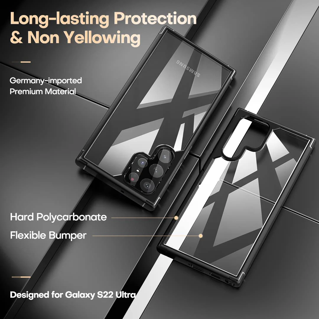 TAURI Shockproof Samsung Galaxy S22 Ultra Case, [Military Grade Protection] S22 Ultra Case, Crystal Clear Soft Slim Protective Silicone Cover Designed for Galaxy S22 Ultra 5G Case 6.8" - Image 3