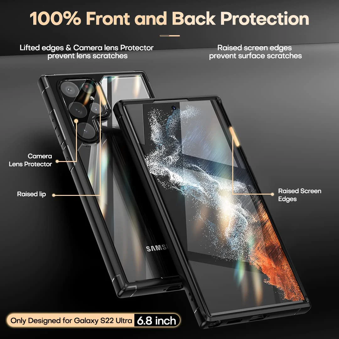 TAURI Shockproof Samsung Galaxy S22 Ultra Case, [Military Grade Protection] S22 Ultra Case, Crystal Clear Soft Slim Protective Silicone Cover Designed for Galaxy S22 Ultra 5G Case 6.8" - Image 4
