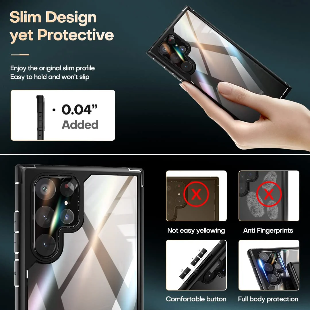 TAURI Shockproof Samsung Galaxy S22 Ultra Case, [Military Grade Protection] S22 Ultra Case, Crystal Clear Soft Slim Protective Silicone Cover Designed for Galaxy S22 Ultra 5G Case 6.8" - Image 5