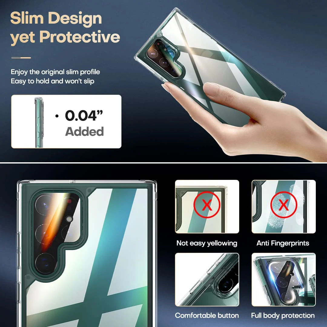TAURI Shockproof Samsung Galaxy S22 Ultra Case, [Military Grade Protection] S22 Ultra Case, Crystal Clear Soft Slim Protective Silicone Cover Designed for Galaxy S22 Ultra 5G Case 6.8" - Image 4