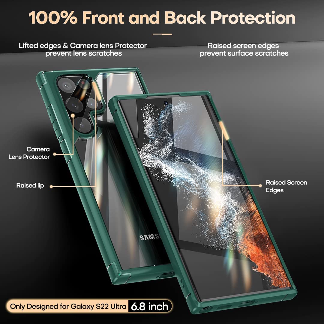 TAURI Shockproof Samsung Galaxy S22 Ultra Case, [Military Grade Protection] S22 Ultra Case, Crystal Clear Soft Slim Protective Silicone Cover Designed for Galaxy S22 Ultra 5G Case 6.8" - Image 3