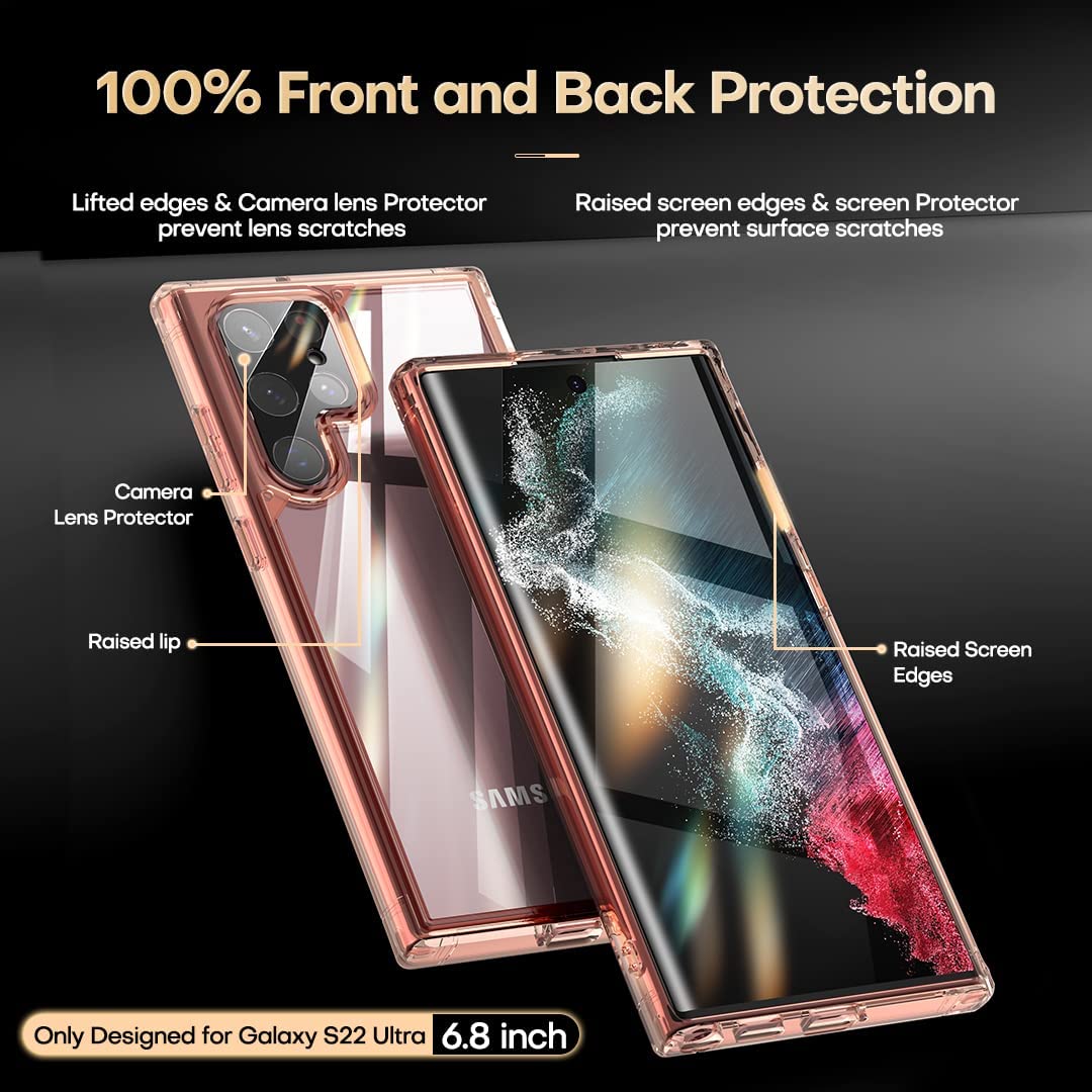TAURI Shockproof Samsung Galaxy S22 Ultra Case, [Military Grade Protection] S22 Ultra Case, Crystal Clear Soft Slim Protective Silicone Cover Designed for Galaxy S22 Ultra 5G Case 6.8" - Image 3